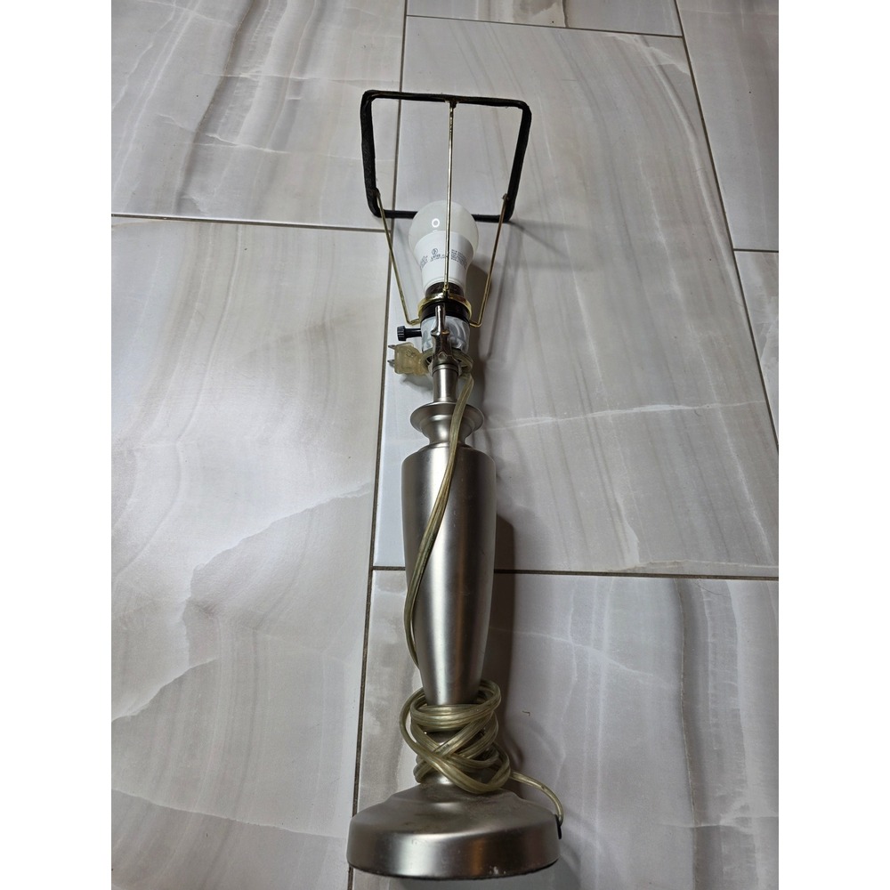 Modern Brushed Nickel Table Lamp Urn Style Silver Metallic 21 Inch 19-7051 Z4 - Picture 5 of 16